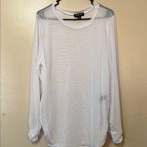 Rogue White Sheer Long Sleeve Mesh Tee